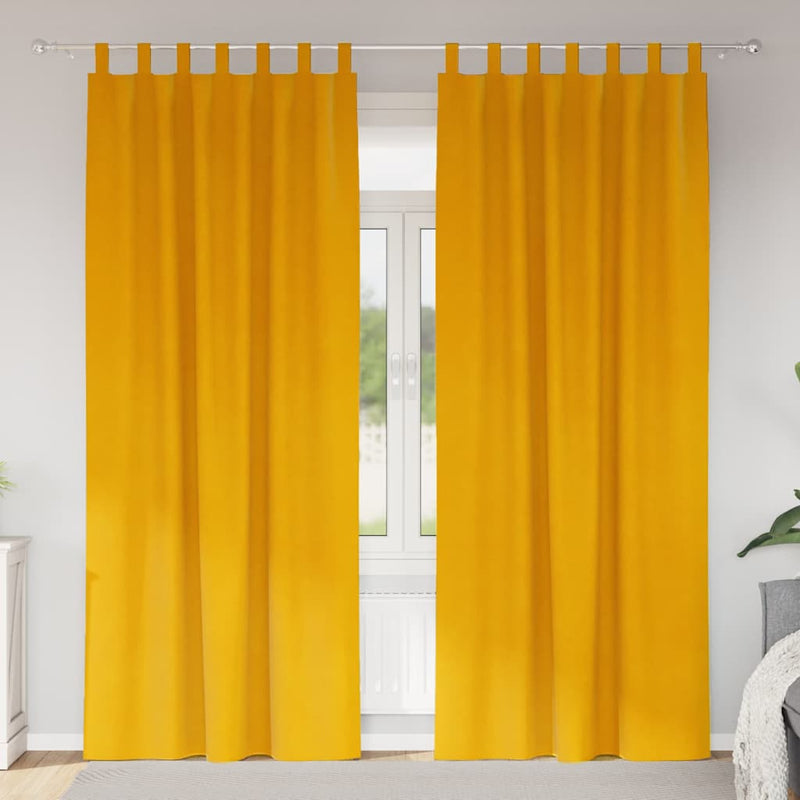 Afbeelding laden in galerijviewer, Vidaxl verduisterende gordijnen 2 pcs mosterdgeel 140 x 260 cm fluweel
