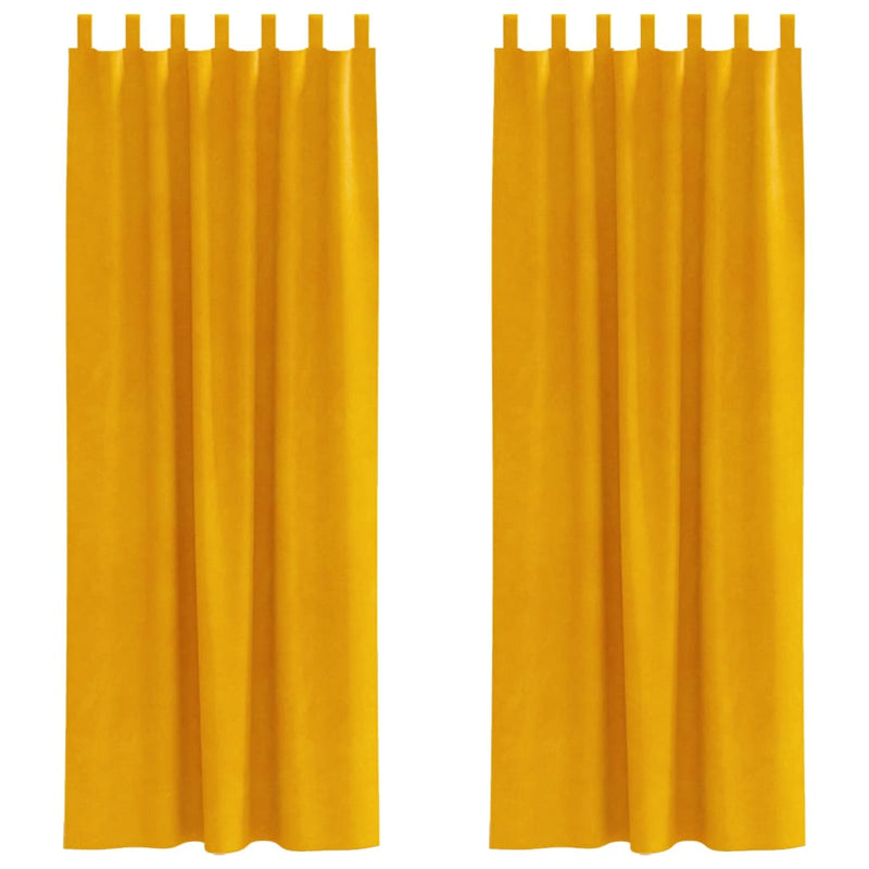 Afbeelding laden in galerijviewer, Vidaxl verduisterende gordijnen 2 pcs mosterdgeel 140 x 260 cm fluweel
