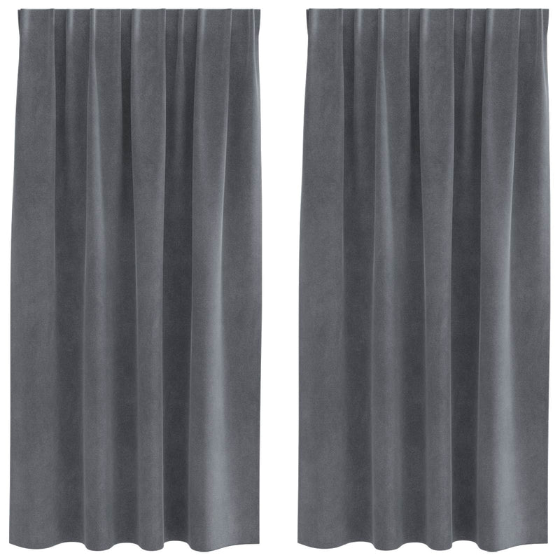 Afbeelding laden in galerijviewer, Vidaxl verduisterende gordijnen 2 pcs lichtgrijs 140 x 175 cm fluweel
