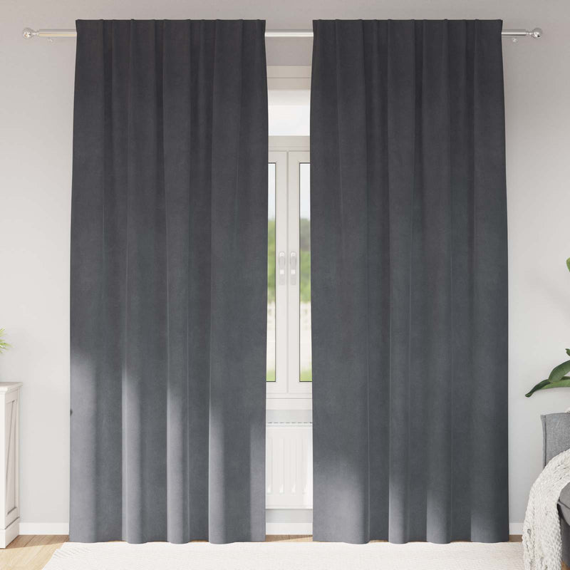 Afbeelding laden in galerijviewer, Vidaxl verduisterende gordijnen 2 pcs lichtgrijs 140 x 260 cm fluweel

