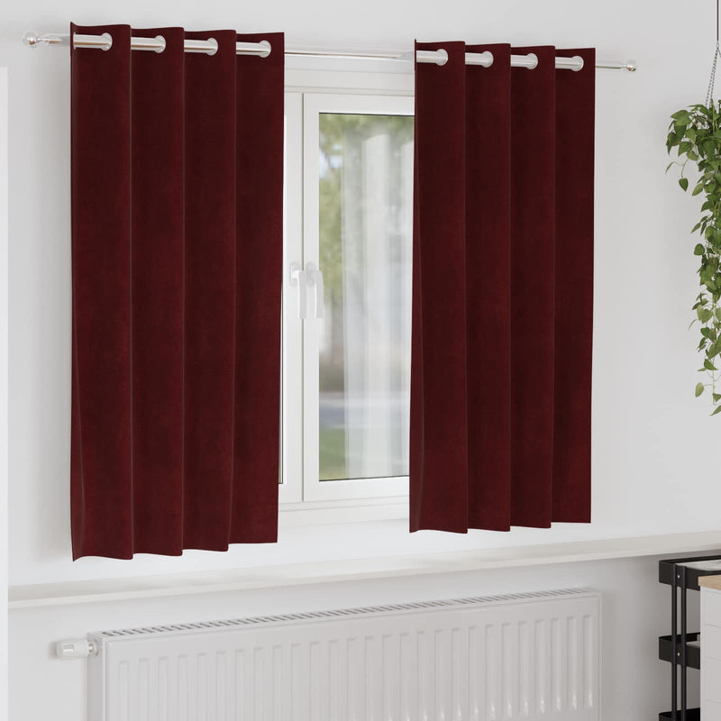 Afbeelding laden in galerijviewer, Vidaxl verduisterende gordijnen 2 pcs wijnrood 140 x 175 cm fluweel
