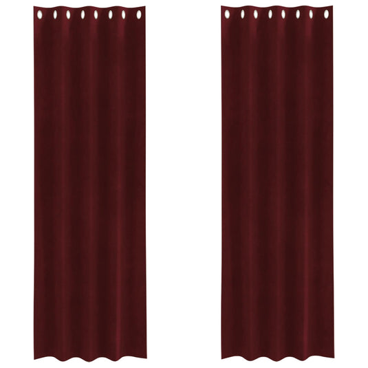 Vidaxl verduisterende gordijnen 2 pcs wijnrood 140 x 225 cm fluweel