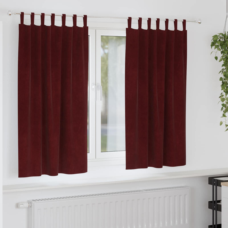 Afbeelding laden in galerijviewer, Vidaxl verduisterende gordijnen 2 pcs wijnrood 140 x 175 cm fluweel
