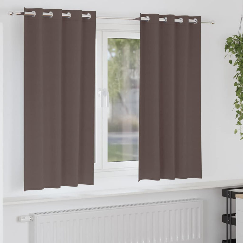 ギャラリービューアに画像をロードする, Vidaxl zwart-out gordijnen met ringen 2 pcs donkerbruin 175 x 140 cm
