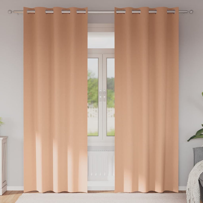 ギャラリービューアに画像をロードする, Vidaxl zwart-out gordijnen met ringen 2 pcs licht bruin 245 x 140 cm
