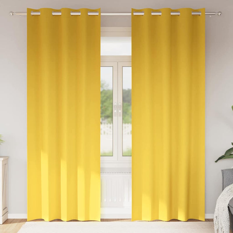 Afbeelding laden in galerijviewer, Vidaxl zwart-out gordijnen met ringen 2 pcs mosterdgeel 245 x 140 cm
