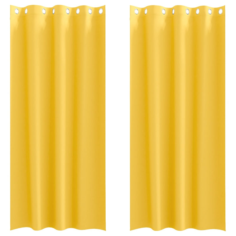 Afbeelding laden in galerijviewer, Vidaxl zwart-out gordijnen met ringen 2 pcs mosterdgeel 245 x 140 cm
