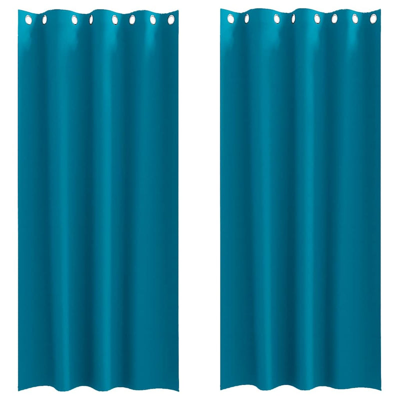 ギャラリービューアに画像をロードする, Vidaxl zwart-out gordijnen met ringen 2 pcs turquoise 260 x 140 cm
