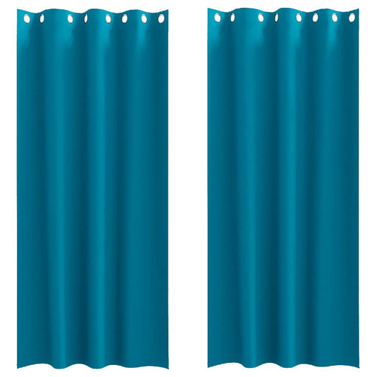Vidaxl zwart-out gordijnen met ringen 2 pcs turquoise 260 x 140 cm