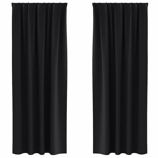 Vidaxl zwart-out gordijnen met ringen 2 pcs zwart 225 x 140 cm