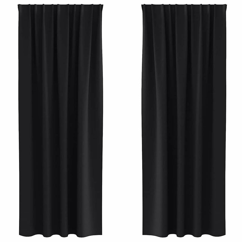 ギャラリービューアに画像をロードする, Vidaxl zwart-out gordijnen met ringen 2 pcs zwart 245 x 140 cm
