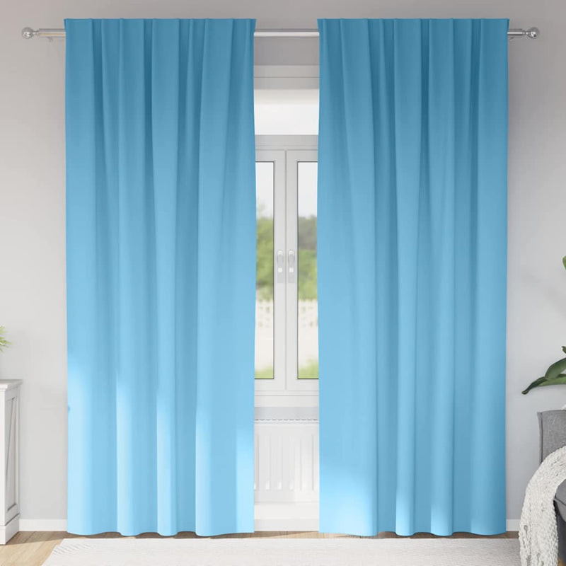ギャラリービューアに画像をロードする, Vidaxl zwart-out gordijnen met ringen 2 pcs lichtblauw 225 x 140 cm
