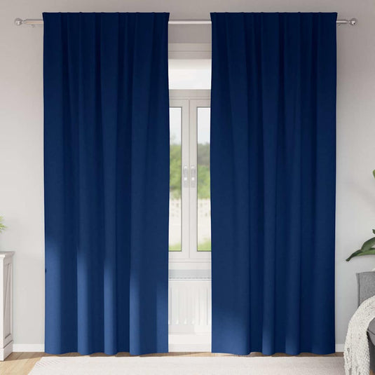 Vidaxl zwart-out gordijnen met ringen 2 pcs donkerblauw 225 x 140 cm
