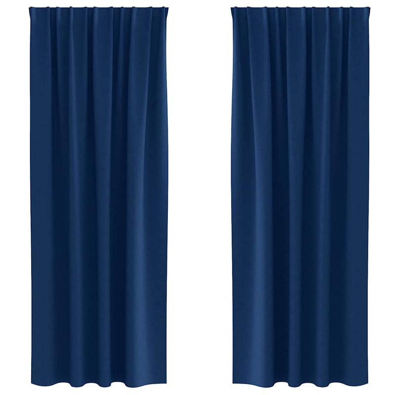 Chargez l'image dans la visionneuse de la galerie, Vidaxl zwart-out gordijnen met ringen 2 pcs donkerblauw 225 x 140 cm
