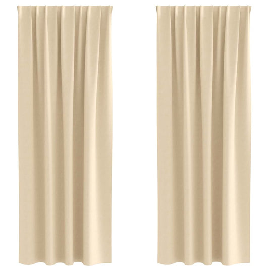 Vidaxl zwart-out gordijnen met ringen 2 pcs crème 260 x 140 cm