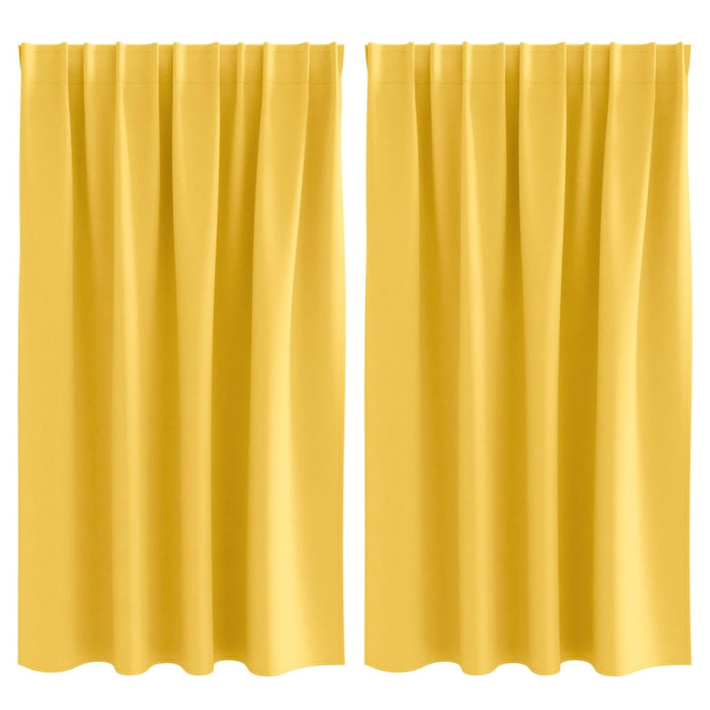 Afbeelding laden in galerijviewer, Vidaxl zwart-out gordijnen met ringen 2 pcs mosterdgeel 140 x 140 cm
