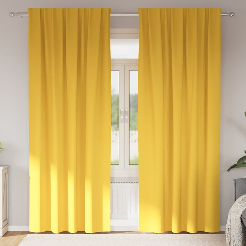Afbeelding laden in galerijviewer, Vidaxl zwart-out gordijnen met ringen 2 pcs mosterdgeel 245 x 140 cm
