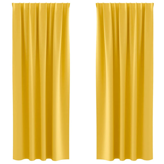 Vidaxl zwart-out gordijnen met ringen 2 pcs mosterdgeel 245 x 140 cm