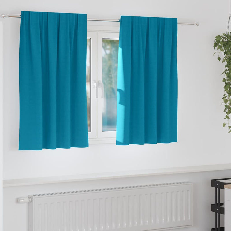 Afbeelding laden in galerijviewer, Vidaxl zwart-out gordijnen met ringen 2 pcs turquoise 140 x 140 cm
