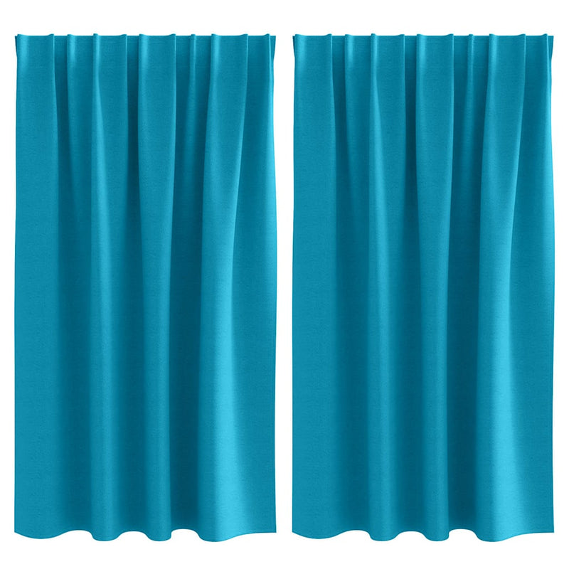 Afbeelding laden in galerijviewer, Vidaxl zwart-out gordijnen met ringen 2 pcs turquoise 140 x 140 cm

