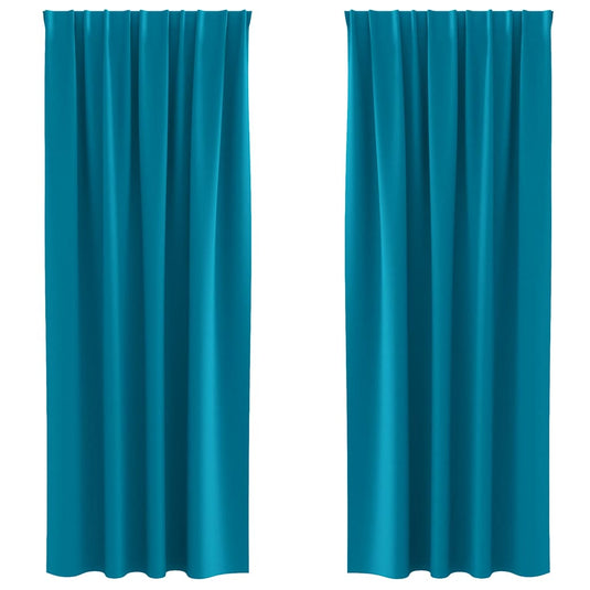 Vidaxl zwart-out gordijnen met ringen 2 pcs turquoise 245 x 140 cm