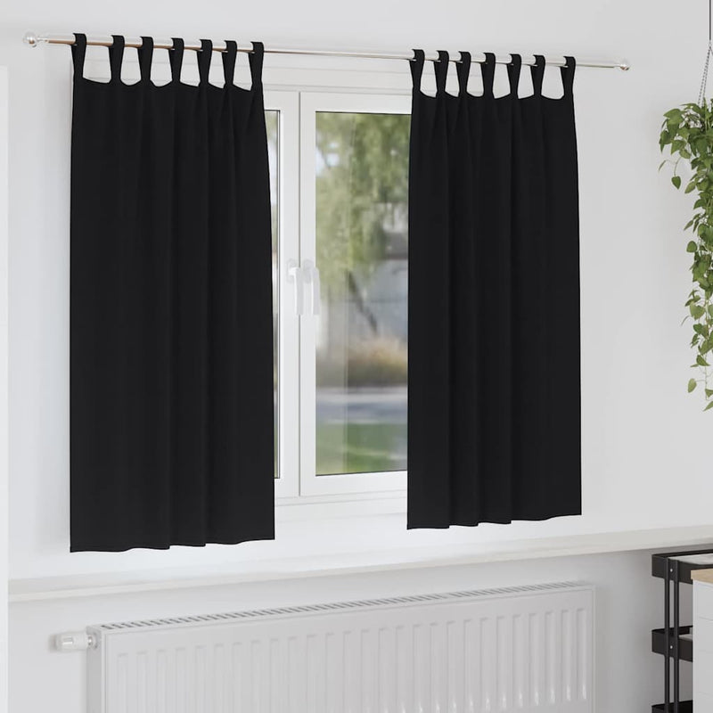 Afbeelding laden in galerijviewer, Vidaxl zwart-out gordijnen met ringen 2 pcs zwart 175 x 140 cm

