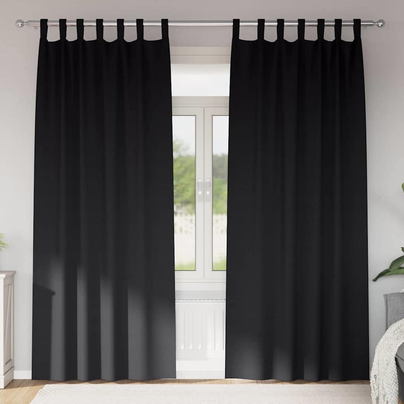 Afbeelding laden in galerijviewer, Vidaxl zwart-out gordijnen met ringen 2 pcs zwart 225 x 140 cm
