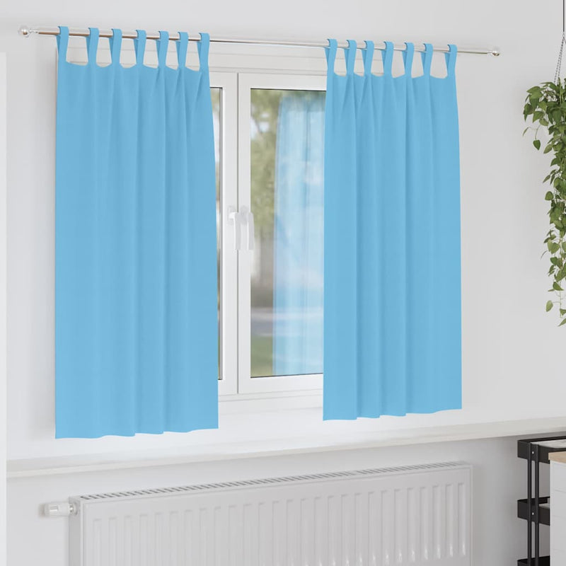 Afbeelding laden in galerijviewer, Vidaxl zwart-out gordijnen met ringen 2 pcs lichtblauw 175 x 140 cm
