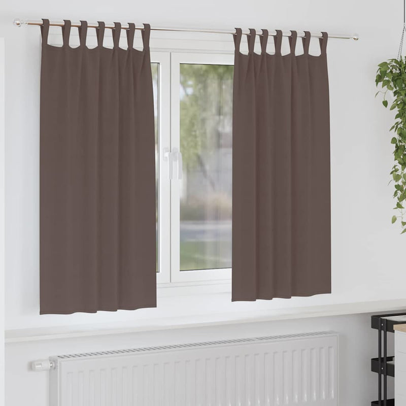Afbeelding laden in galerijviewer, Vidaxl zwart-out gordijnen met ringen 2 pcs donkerbruin 175 x 140 cm
