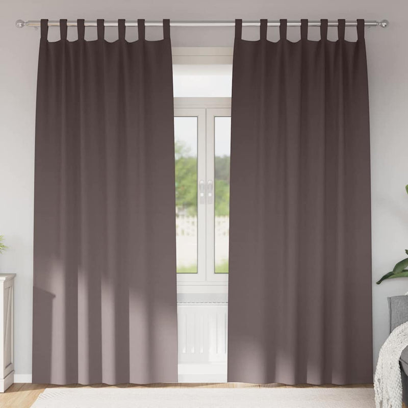 Afbeelding laden in galerijviewer, Vidaxl zwart-out gordijnen met ringen 2 pcs donkerbruin 225 x 140 cm

