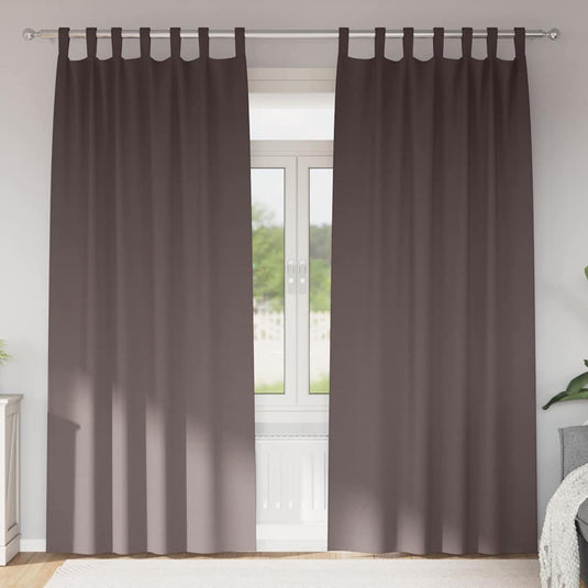 Vidaxl zwart-out gordijnen met ringen 2 pcs donkerbruin 245 x 140 cm