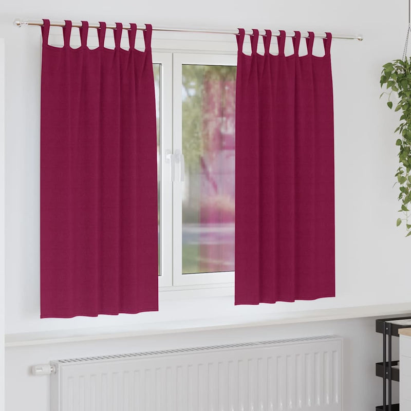 ギャラリービューアに画像をロードする, Vidaxl zwart-out gordijnen met ringen 2 pcs wijnrood 175 x 140 cm
