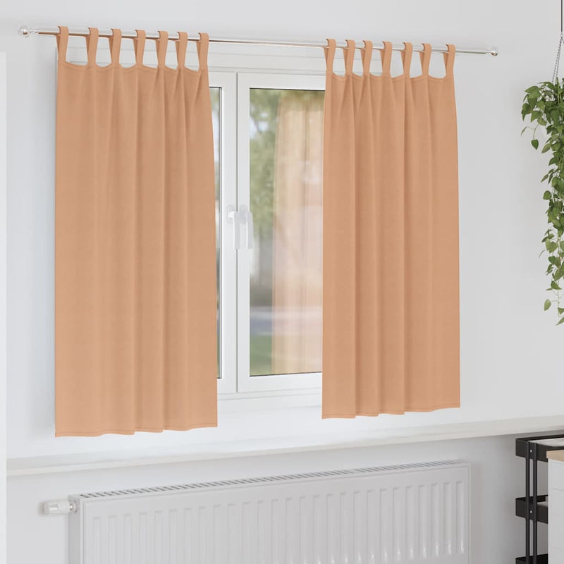 Afbeelding laden in galerijviewer, Vidaxl zwart-out gordijnen met ringen 2 pcs licht bruin 175 x 140 cm
