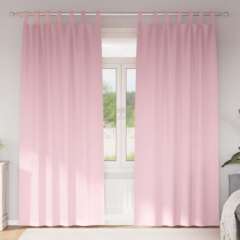 Chargez l'image dans la visionneuse de la galerie, Vidaxl zwart-out gordijnen met ringen 2 pcs babyroze 260 x 140 cm
