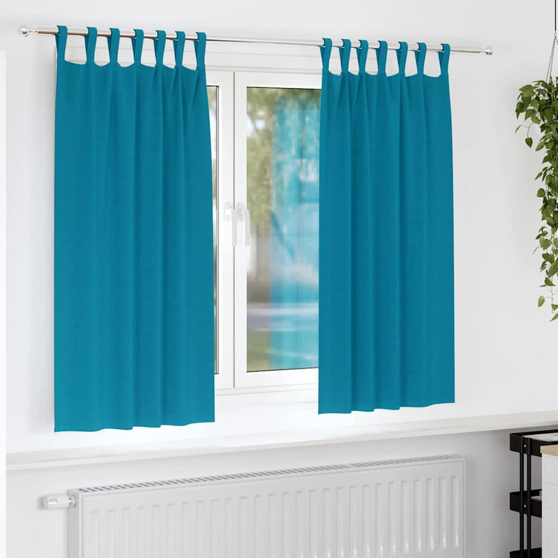 Chargez l'image dans la visionneuse de la galerie, Vidaxl zwart-out gordijnen met ringen 2 pcs turquoise 175 x 140 cm
