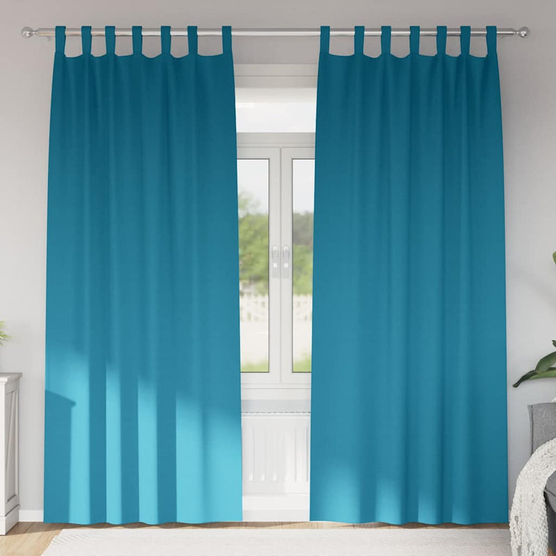 Afbeelding laden in galerijviewer, Vidaxl zwart-out gordijnen met ringen 2 pcs turquoise 260 x 140 cm
