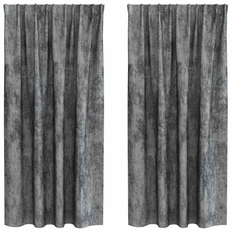 Chargez l'image dans la visionneuse de la galerie, Vidaxl velvet gordijnen met gordijnen 2 pcs grijs 175 x 140 cm fluweel
