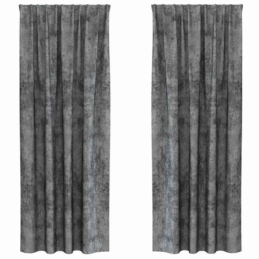 Vidaxl velvet gordijnen met gordijnen 2 pcs grijs 225 x 140 cm fluweel