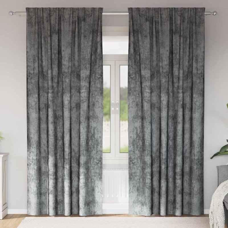 Chargez l'image dans la visionneuse de la galerie, Vidaxl velvet gordijnen met gordijnen 2 pcs grijs 245 x 140 cm fluweel
