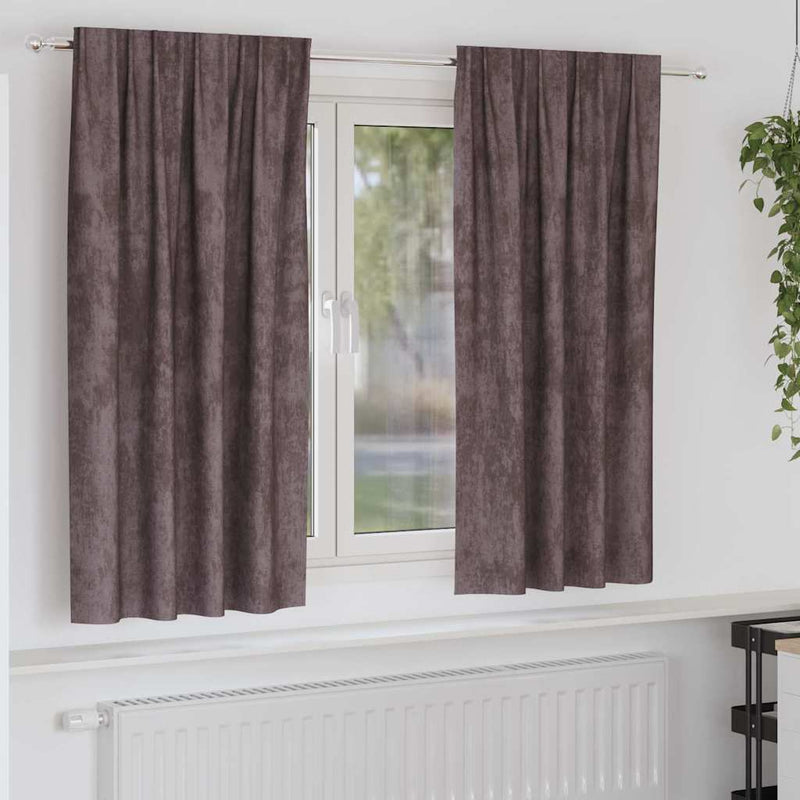 Chargez l'image dans la visionneuse de la galerie, Vidaxl velvet gordijnen met gordijnen 2 pcs bruin 175 x 140 cm fluweel
