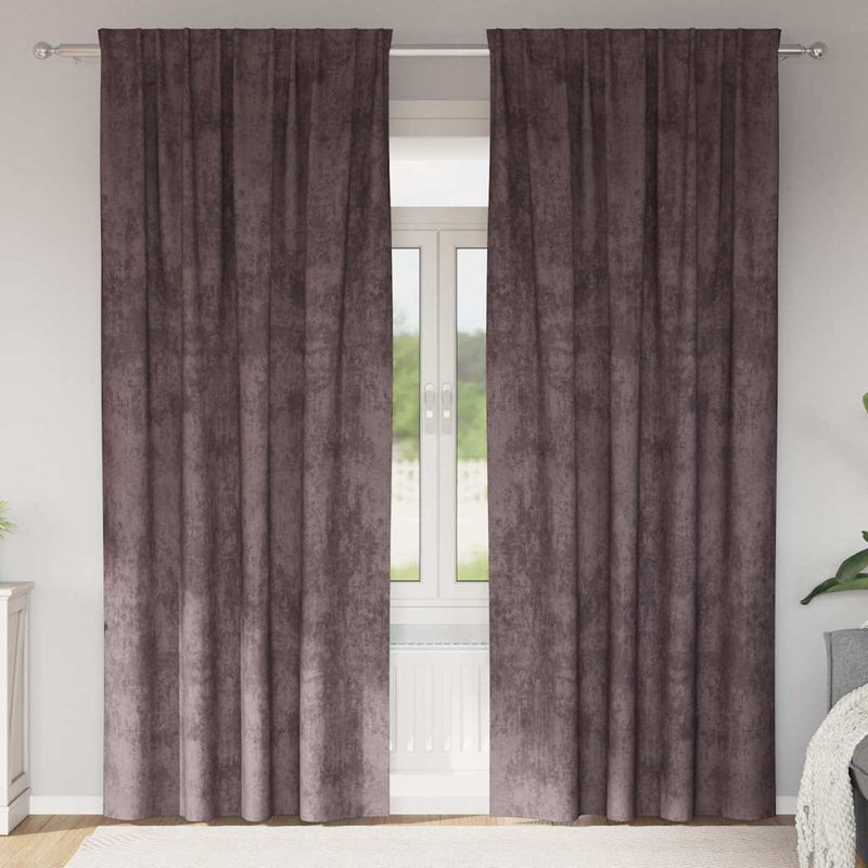Chargez l'image dans la visionneuse de la galerie, Vidaxl velvet gordijnen met gordijnen 2 pcs bruin 260 x 140 cm fluweel
