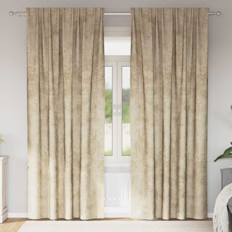 Chargez l'image dans la visionneuse de la galerie, Vidaxl velvet gordijnen met gordijnen 2 pcs crème 260 x 140 cm fluweel
