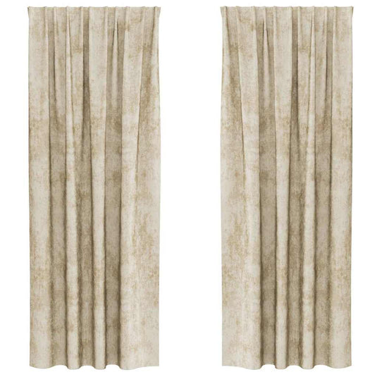 Vidaxl velvet gordijnen met gordijnen 2 pcs crème 260 x 140 cm fluweel