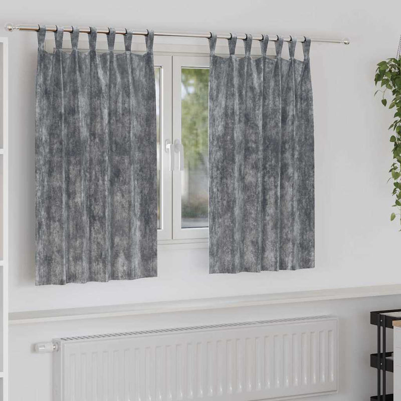 ギャラリービューアに画像をロードする, Vidaxl velvet gordijnen met gordijnen 2 pcs grijs 140 x 140 cm fluweel
