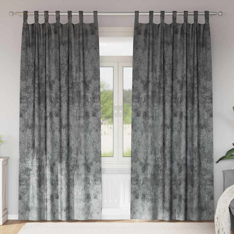 Afbeelding laden in galerijviewer, Vidaxl velvet gordijnen met gordijnen 2 pcs grijs 225 x 140 cm fluweel

