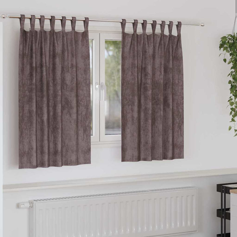 Afbeelding laden in galerijviewer, Vidaxl velvet gordijnen met gordijnen 2 pcs bruin 140 x 140 cm fluweel

