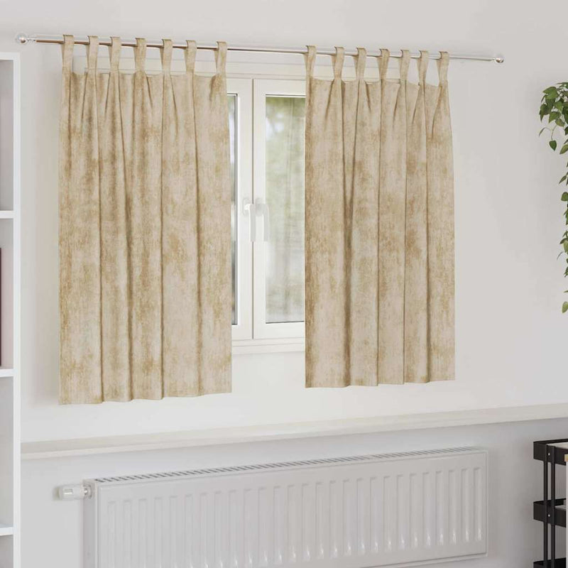Afbeelding laden in galerijviewer, Vidaxl velvet gordijnen met gordijnen 2 pcs crème 140 x 140 cm fluweel
