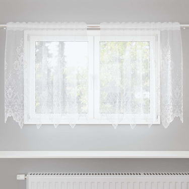 Vidaxl kantgordijn met gordijnen bloemen wit 80 x 150 cm polyester