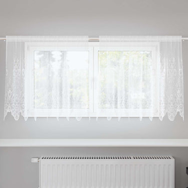 Vidaxl kantgordijn met gordijnen bloemen wit 100 x 200 cm polyester
