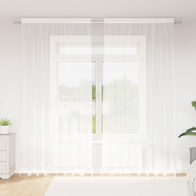 ギャラリービューアに画像をロードする, Vidaxl kantgordijn met gordijnen bloemen wit 260x200cm polyester
